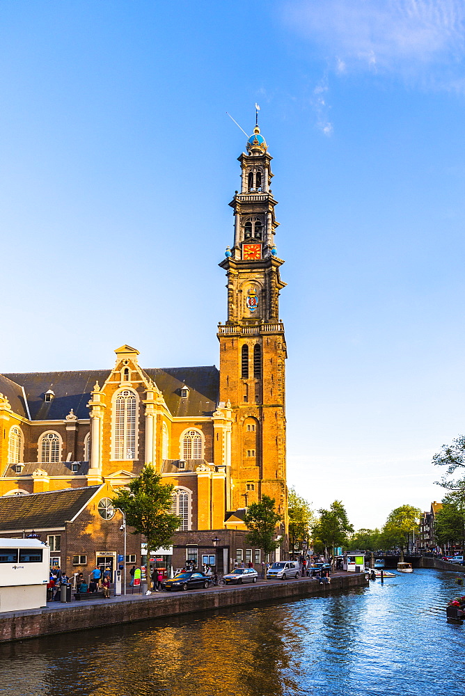 Prinsengracht Canal and Westerkerk, Amsterdam, Netherlands, Europe