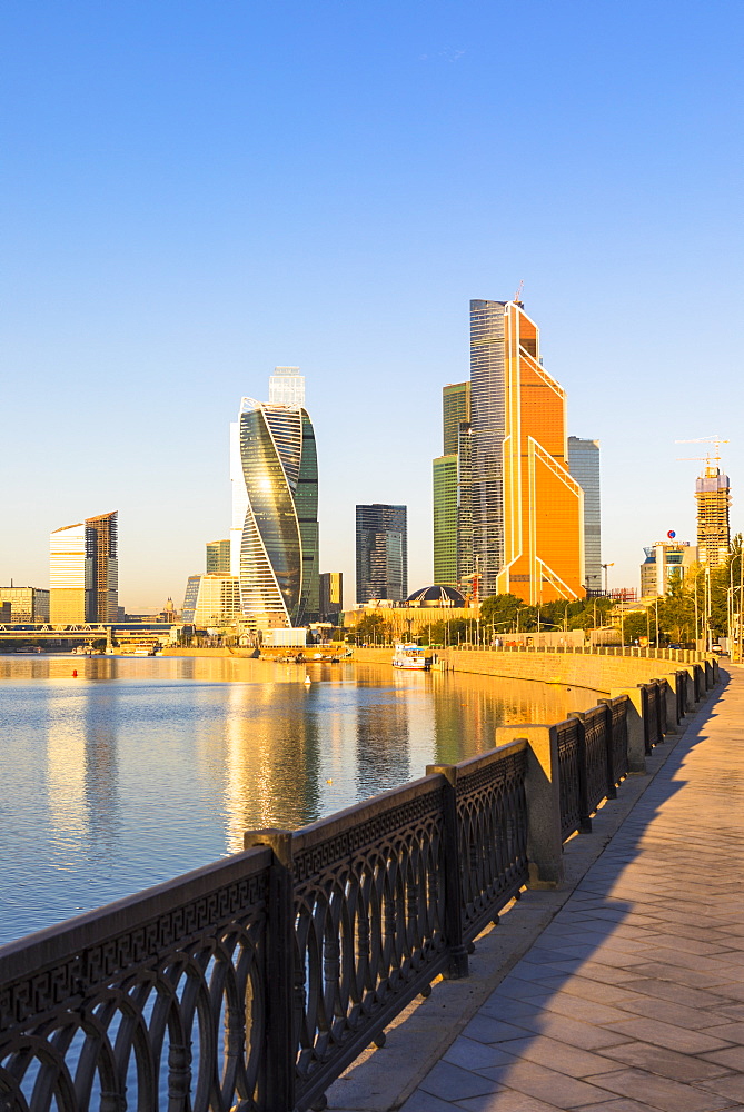 Skyscrapers in business center of Presnensky District, beside the Moscow River, Moscow, Russia, Europe