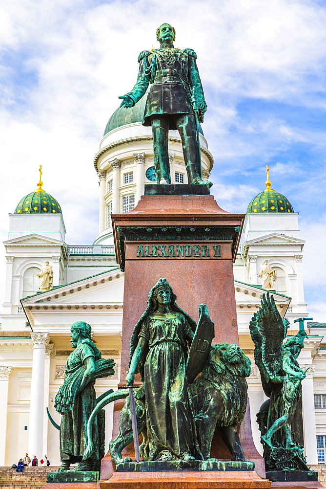 Statue of Emperor Alexander II in Senate Square, Helsinki, Finland, Europe