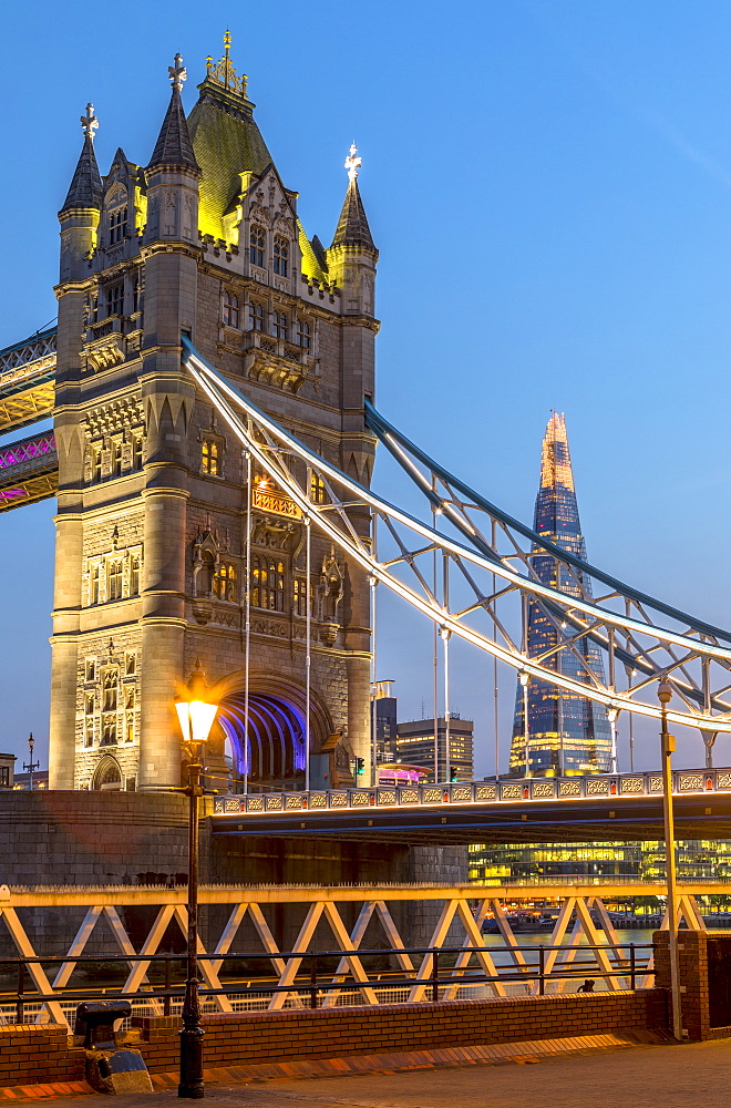 Tower Bridge at sunset in London, England, Europe