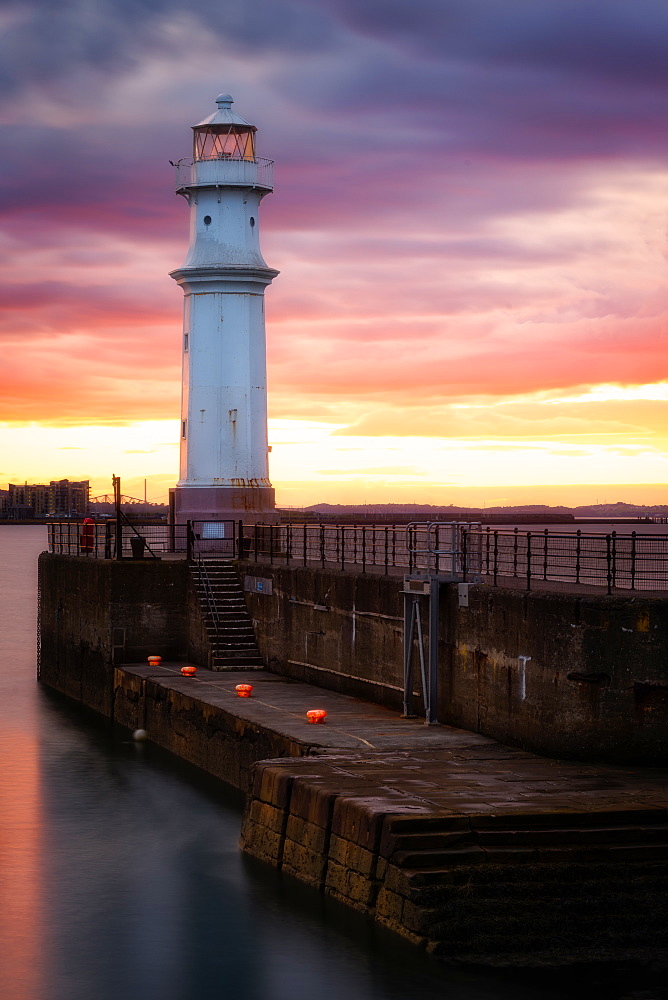 Newhaven Harbour at sunset, Edinburgh, Scotland, United Kingdom, Europe