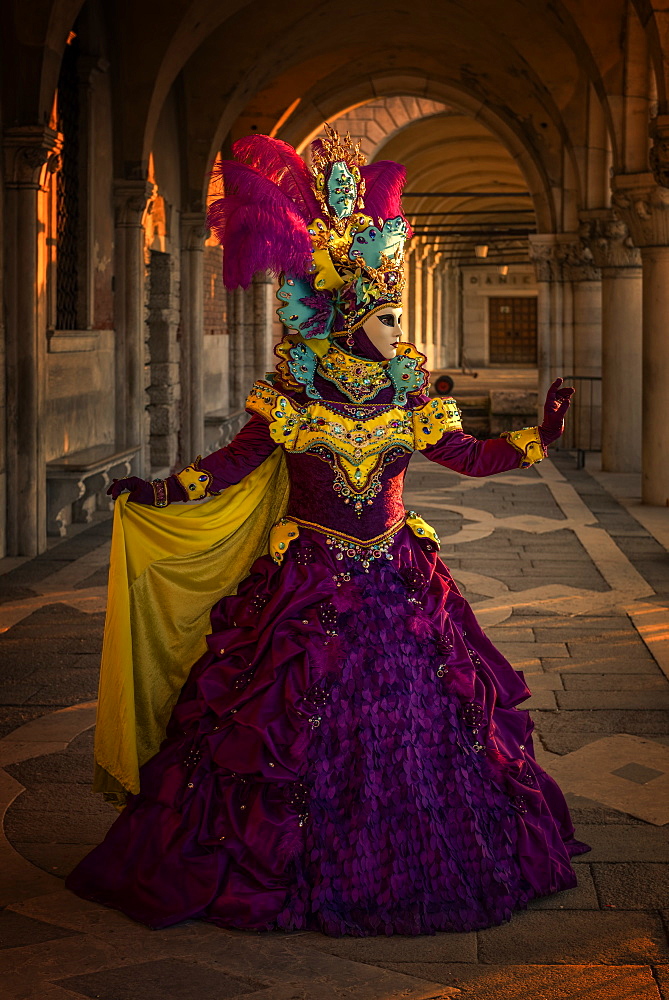 Costume and mask during Venice Carnival, Venice, UNESCO World Heritage Site, Veneto, Italy, Europe