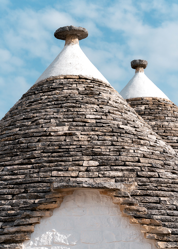 Conical dry stone roof of trulli house, Alberobello, Puglia region, Italy, Europe