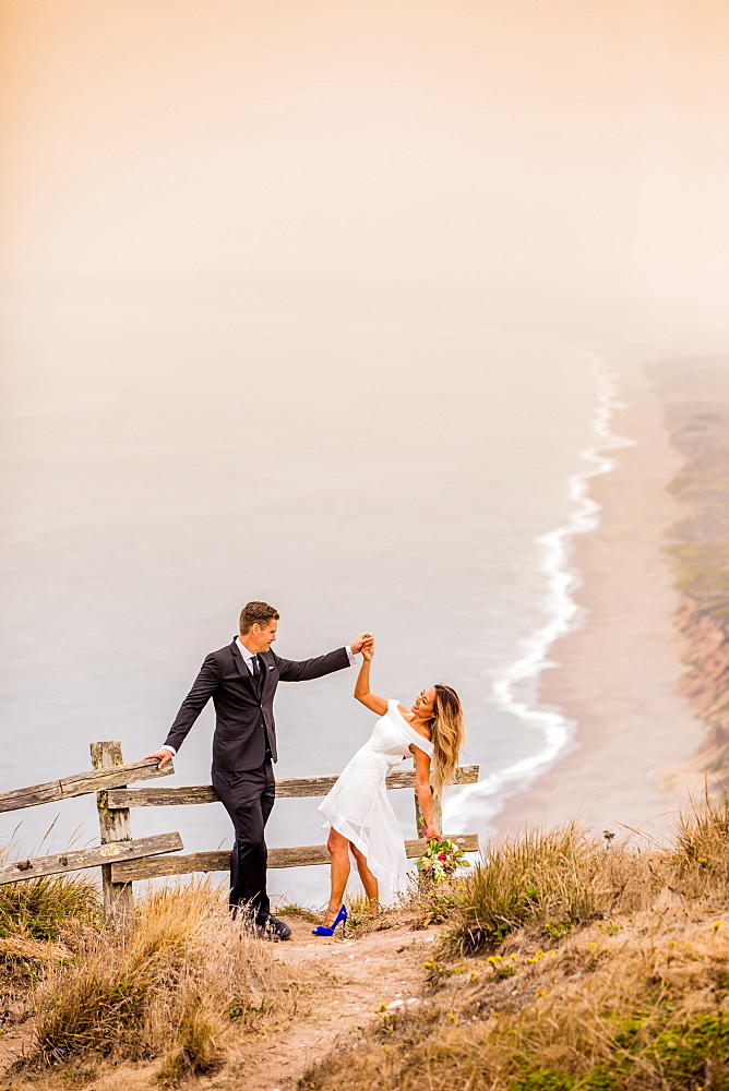 Couple in engagement dress, Marin, California, United States of America, North America