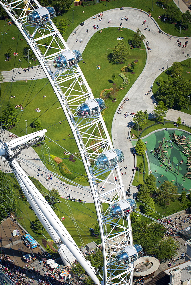 Aerial view of the London Eye, London, England, United Kingdom, Europe