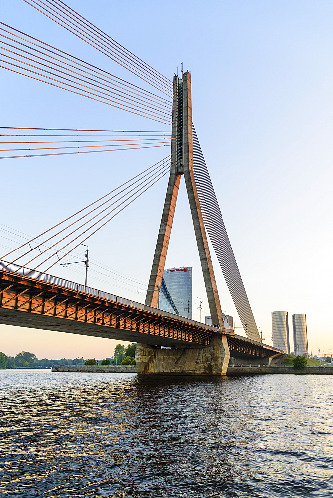 Vansu Bridge over the Daugava River , Riga, Latvia, Europe