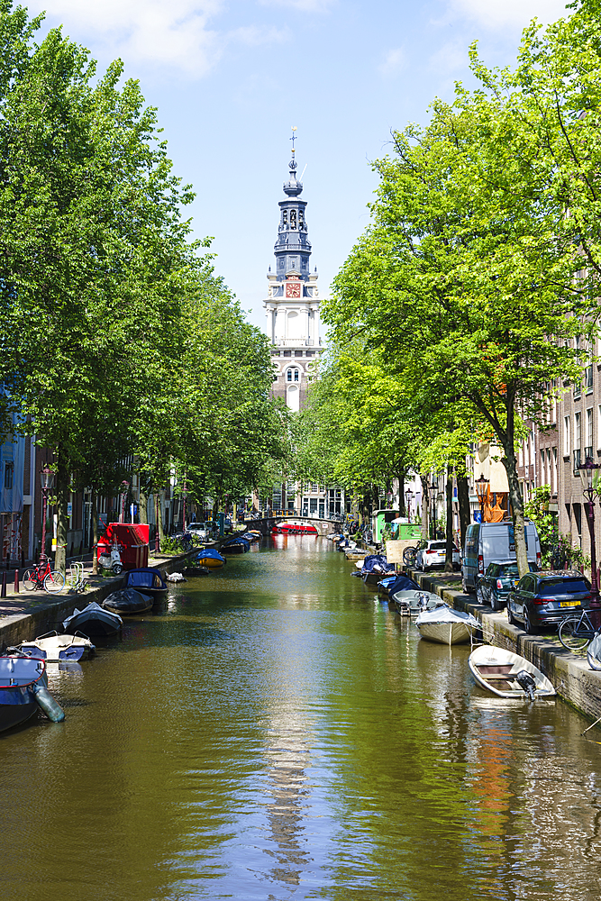 Zuiderkerk church and canal, Amsterdam, North Holland, The Netherlands, Europe