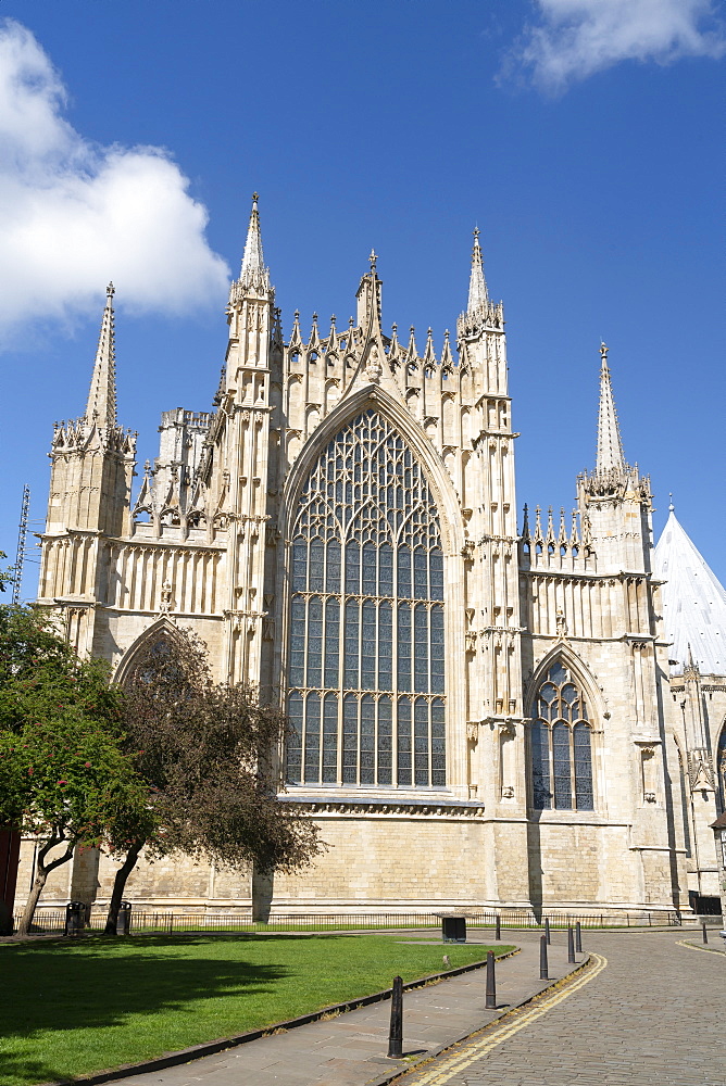 York Minster's 600 year old East Window, the largest expanse of medieval stained glass in the country, York, Yorkshire, England, United Kingdom, Europe