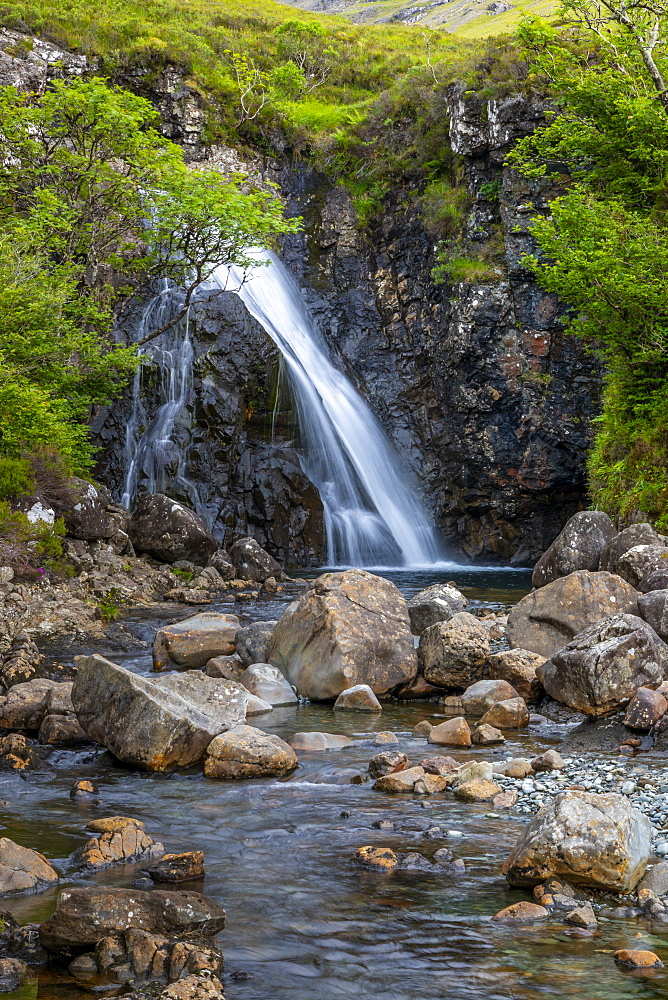 Waterfall at Fairy Pools, Glen Brittle, Isle of Skye, Inner Hebrides, Highlands and Islands, Scotland, United Kingdom, Europe