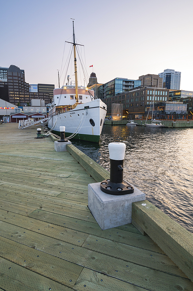 Downtown Halifax Waterfront Docks at sunset, Halifax, Nova Scotia, Canada, North America