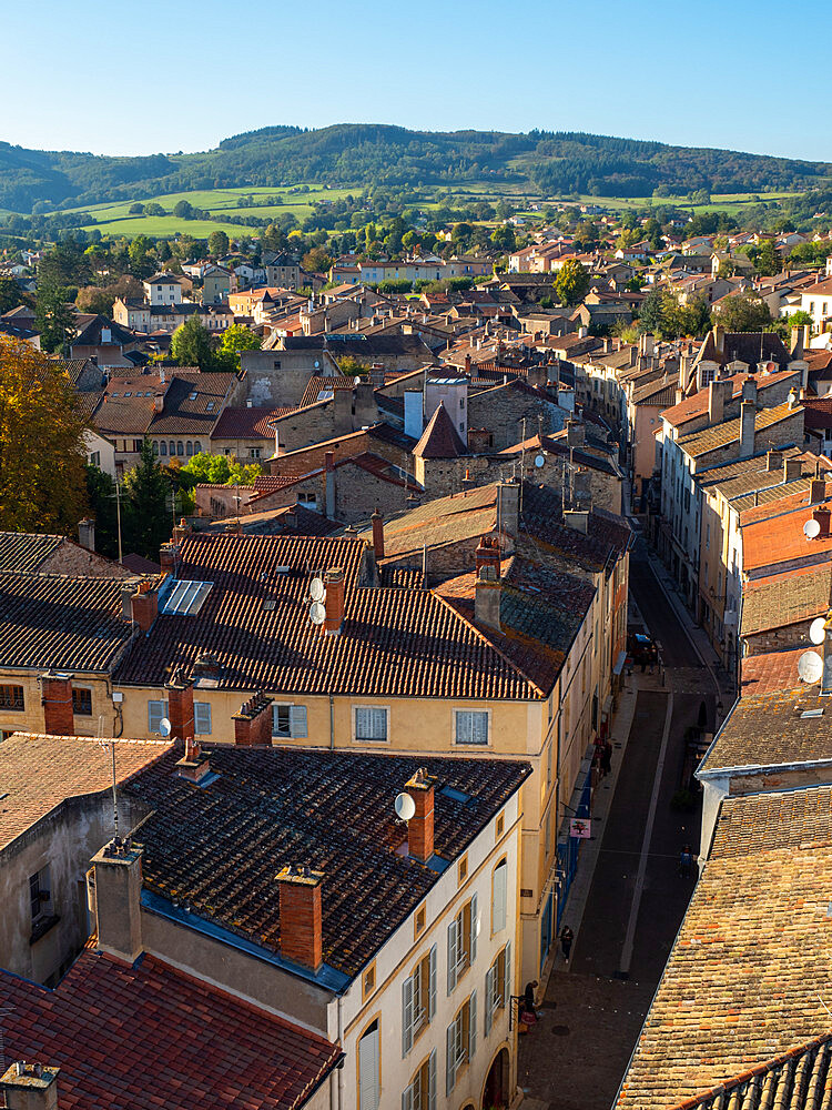 Looking down on the town of Cluny from the Cheese Tower, Cluny, Saone-et-Loire, Burgundy, France, Europe