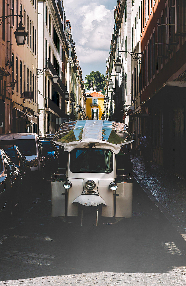 A tuk-tuk in Baixa District, Lisbon, Portugal, Europe