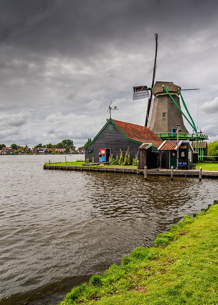 Windmill in Zaanse Schans, Zaandam, North Holland, The Netherlands, Europe