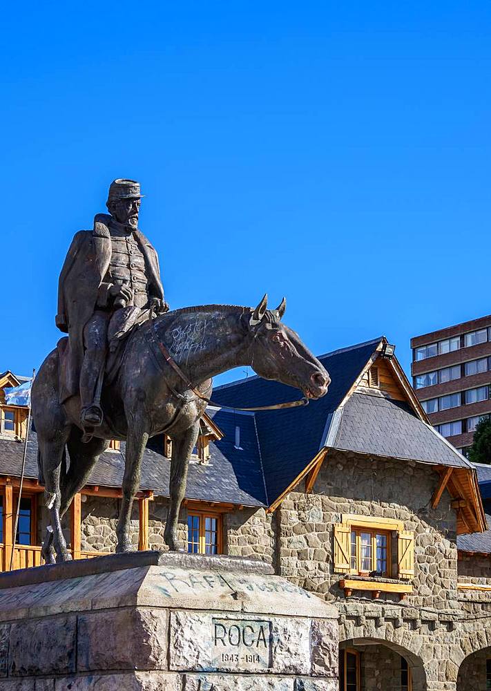 Statue of General Roca at the Civic Center, San Carlos de Bariloche, Nahuel Huapi National Park, Rio Negro Province, Argentina, South America