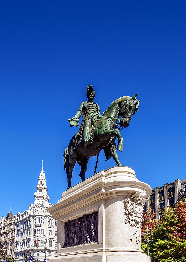 Dom Pedro IV Statue, Praca da Liberdade, Porto, Portugal, Europe