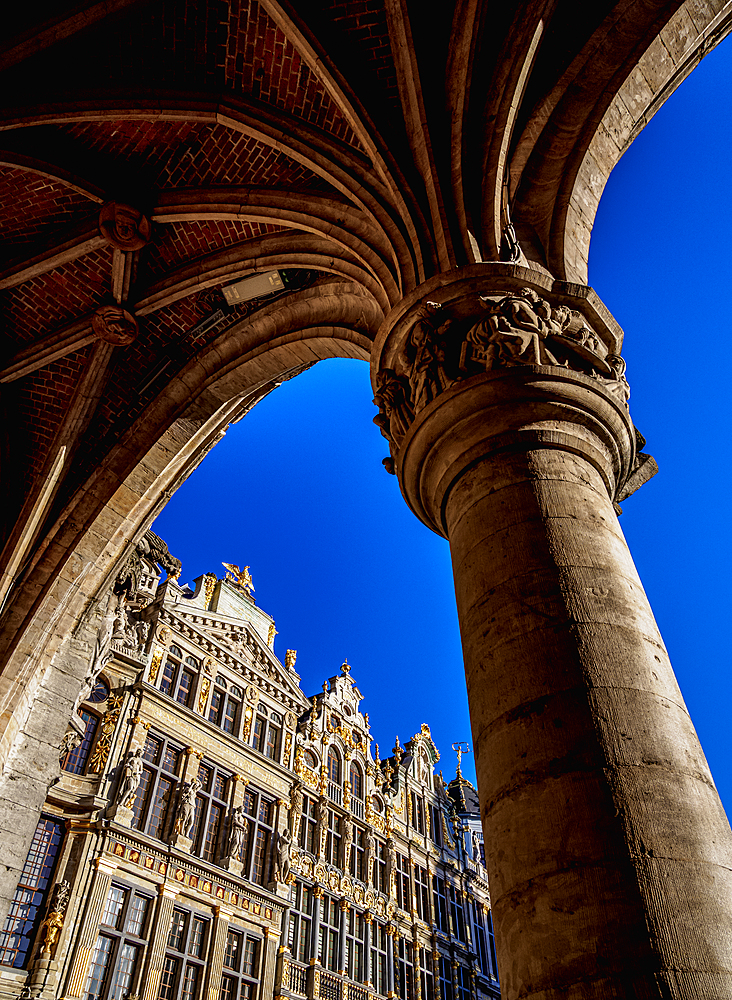 Houses at Grand Place, UNESCO World Heritage Site, Brussels, Belgium, Europe