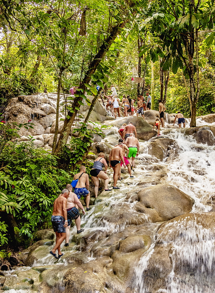 People climbing Dunn's River Falls, Ocho Rios, Saint Ann Parish, Jamaica, West Indies, Caribbean, Central America