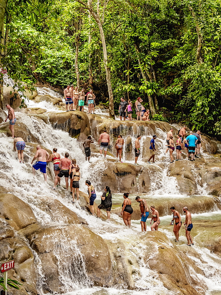 People climbing Dunn's River Falls, Ocho Rios, Saint Ann Parish, Jamaica, West Indies, Caribbean, Central America