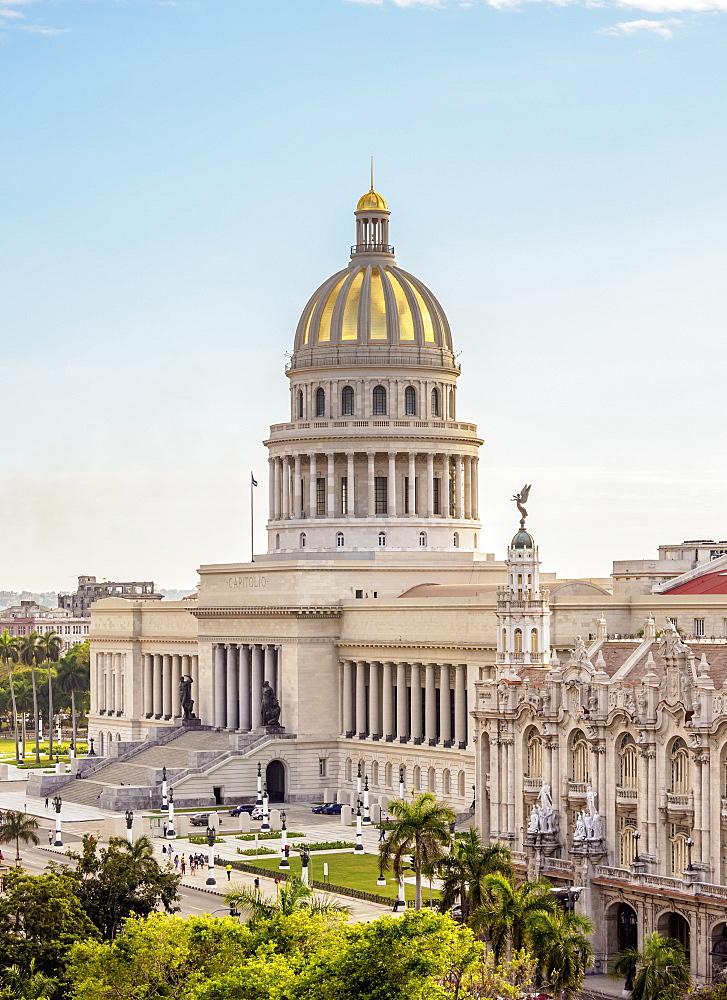 El Capitolio and Gran Teatro Alicia Alonso, elevated view, Havana, La Habana Province, Cuba, West Indies, Central America