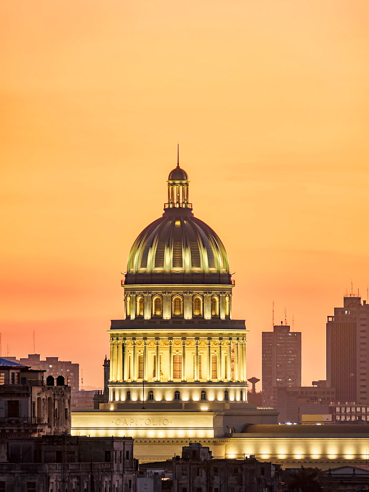 El Capitolio at sunset, Havana, La Habana Province, Cuba, West Indies, Central America