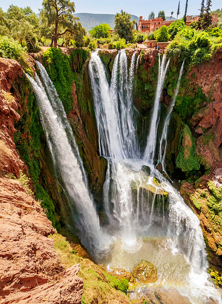 Ouzoud Falls near the Middle Atlas village of Tanaghmeilt, elevated view, Azilal Province, Beni Mellal-Khenifra Region, Morocco, North Africa, Africa