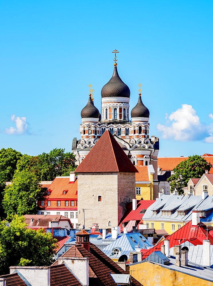 View towards the Alexander Nevsky Cathedral, Old Town, Tallinn, Estonia