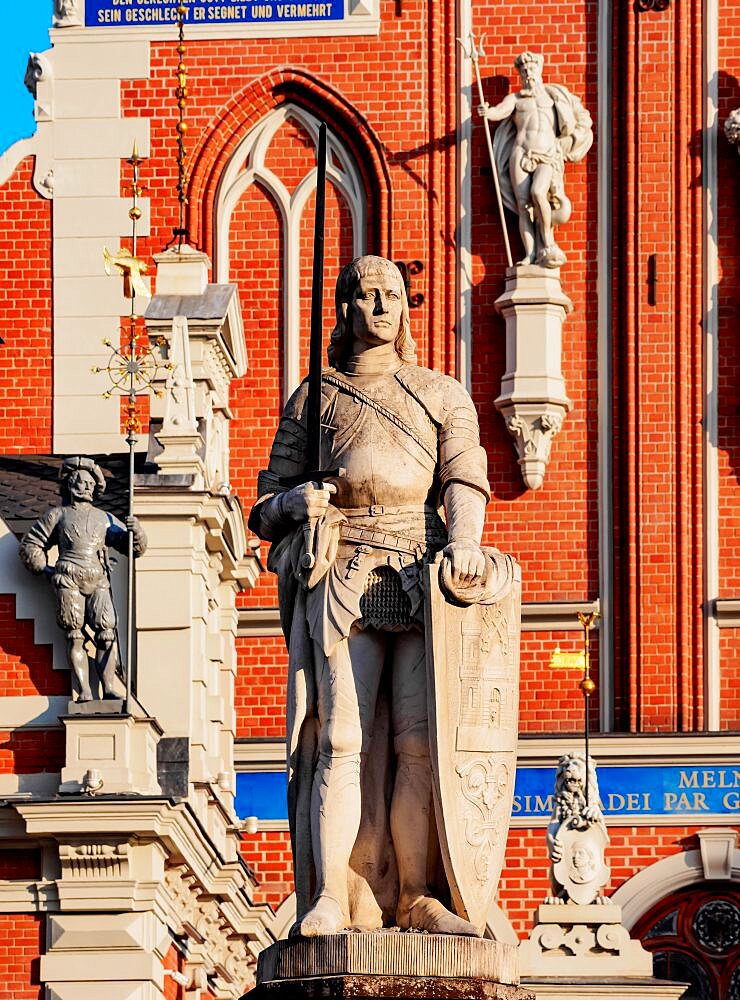 Roland's Statue in front of the House of the Black Heads, Town Hall Square, Riga, Latvia