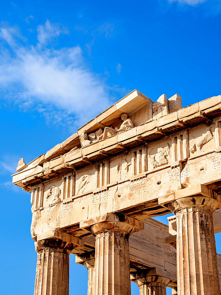 Parthenon, detailed view, Acropolis, UNESCO World Heritage Site, Athens, Attica, Greece, Europe