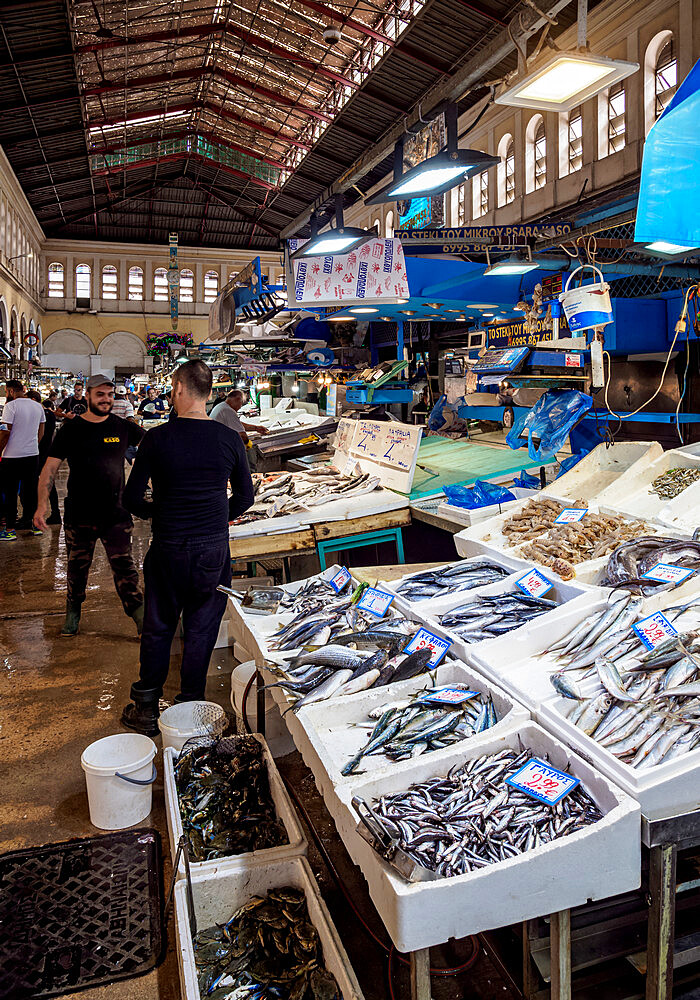 Fish Stall at Central Municipal Market, Athens, Attica, Greece, Europe