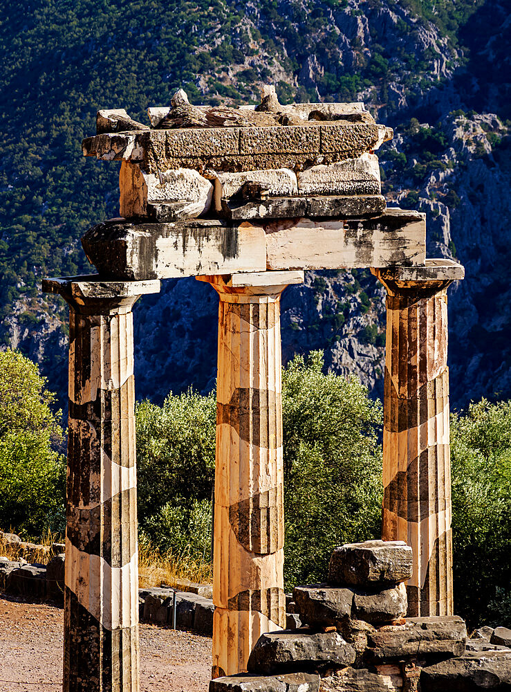 Tholos of Delphi, detailed view, Temple of Athena Pronaia, Delphi, UNESCO World Heritage Site, Phocis, Greece, Europe