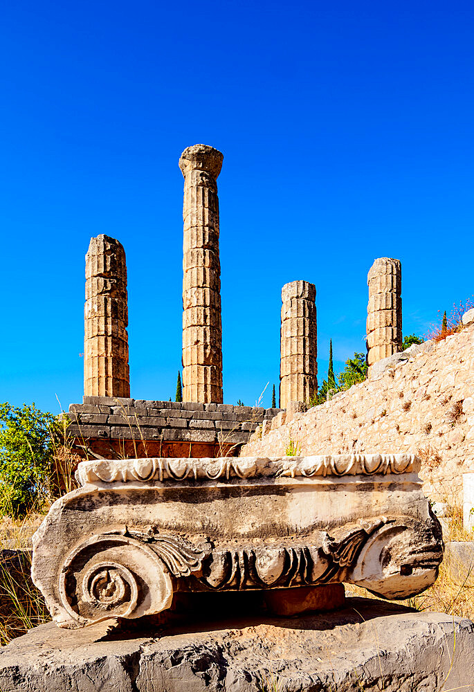 The Temple of Apollo, Delphi, UNESCO World Heritage Site, Phocis, Greece, Europe