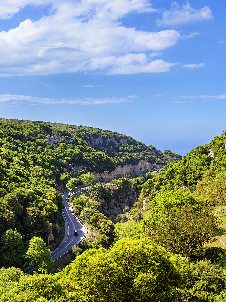 Road to Arkadi Monastery, elevated view, Rethymno Region, Crete, Greek Islands, Greece, Europe