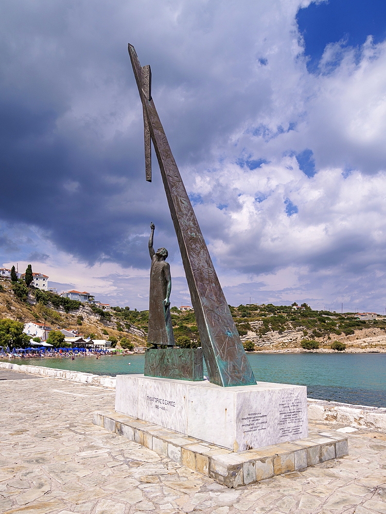 Statue of Pythagoras, Port of Pythagoreio, Samos Island, North Aegean, Greek Islands, Greece, Europe