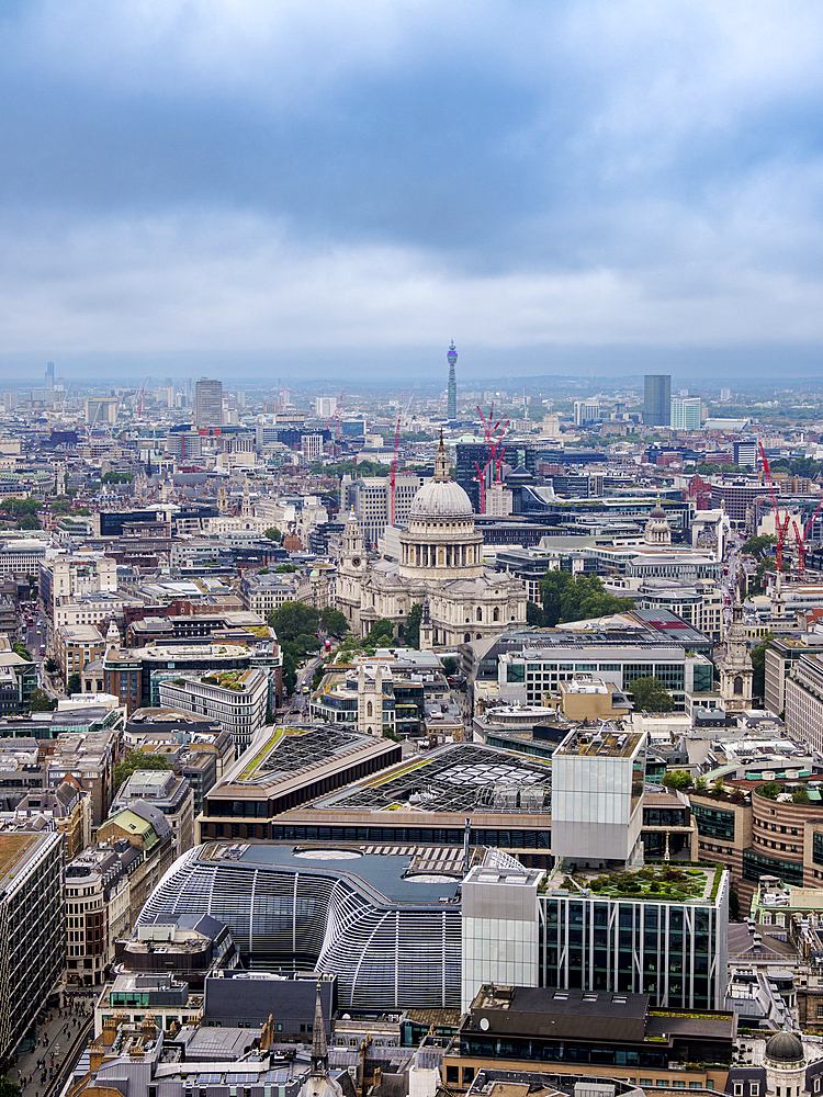 View towards St. Paul's Cathedral, London, England, United Kingdom, Europe