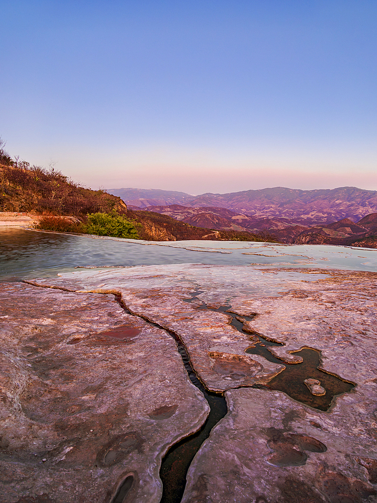 Hierve el Agua pool at dusk, San Lorenzo Albarradas, Oaxaca State, Mexico