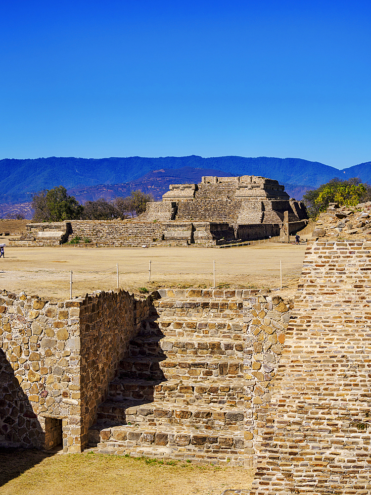 View towards the Building K, Monte Alban Archaeological Site, Oaxaca State, Mexico
