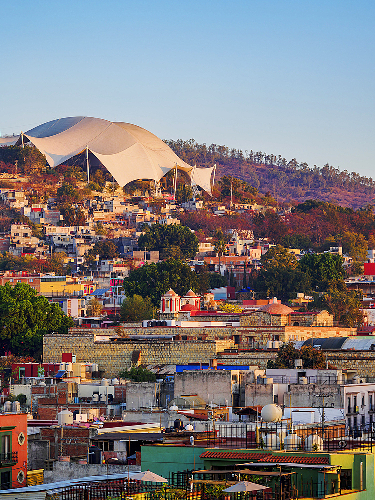 View towards the Cerro del Fortin at sunrise, Oaxaca de Juarez, Oaxaca State, Mexico