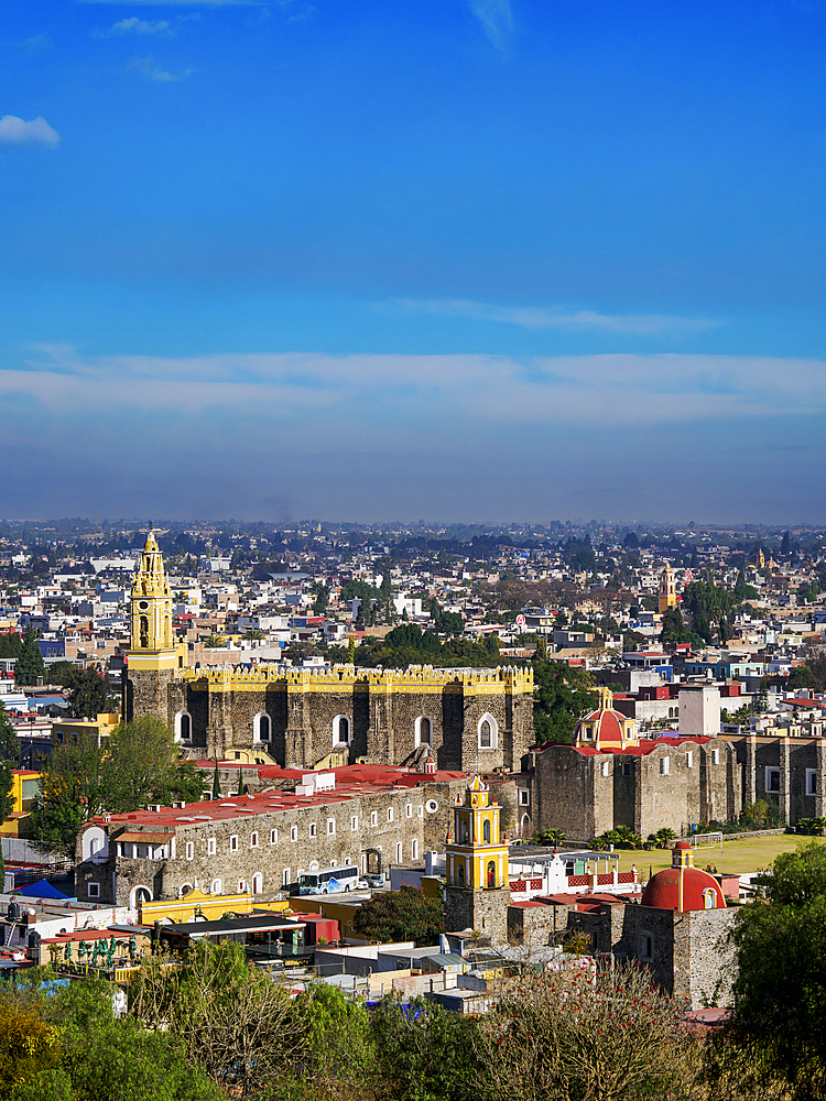 View towards the San Gabriel Franciscan Convent, Cholula, Puebla State, Mexico