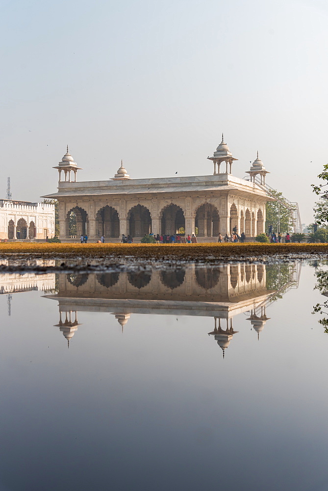 Reflections at The Red Fort, UNESCO World Heritage Site, Old Delhi, India, Asia