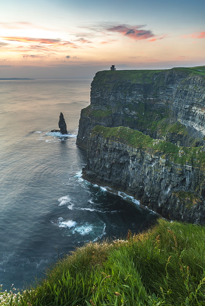 Cliffs of Moher at sunset, Liscannor, County Clare, Munster province, Republic of Ireland, Europe