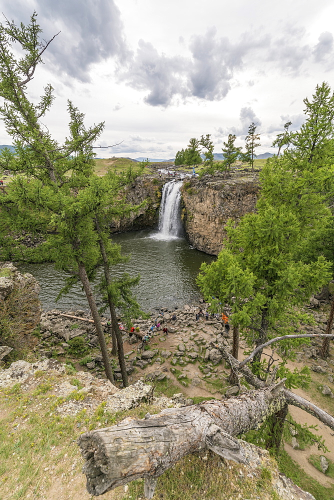 Red waterfall, Orkhon valley, South Hangay province, Mongolia, Central Asia, Asia