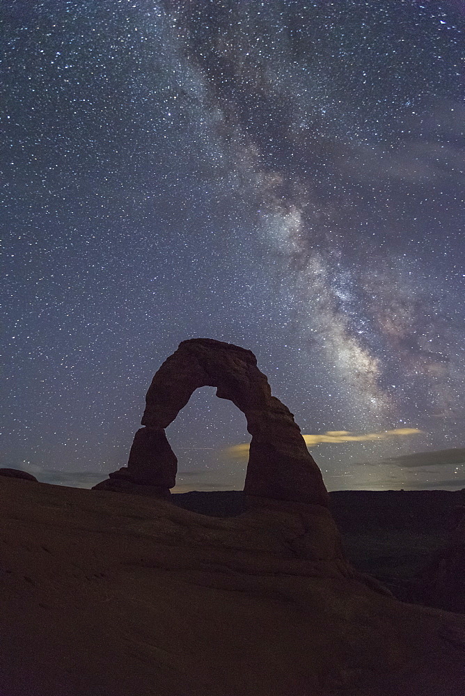 Milky Way above Delicate Arch, Arches National Park, Moab, Grand County, Utah, United States of America, North America