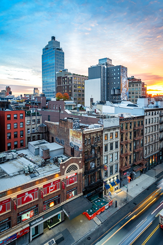 Sunrise over the Soho district of New York City, New York, United States of America, North America