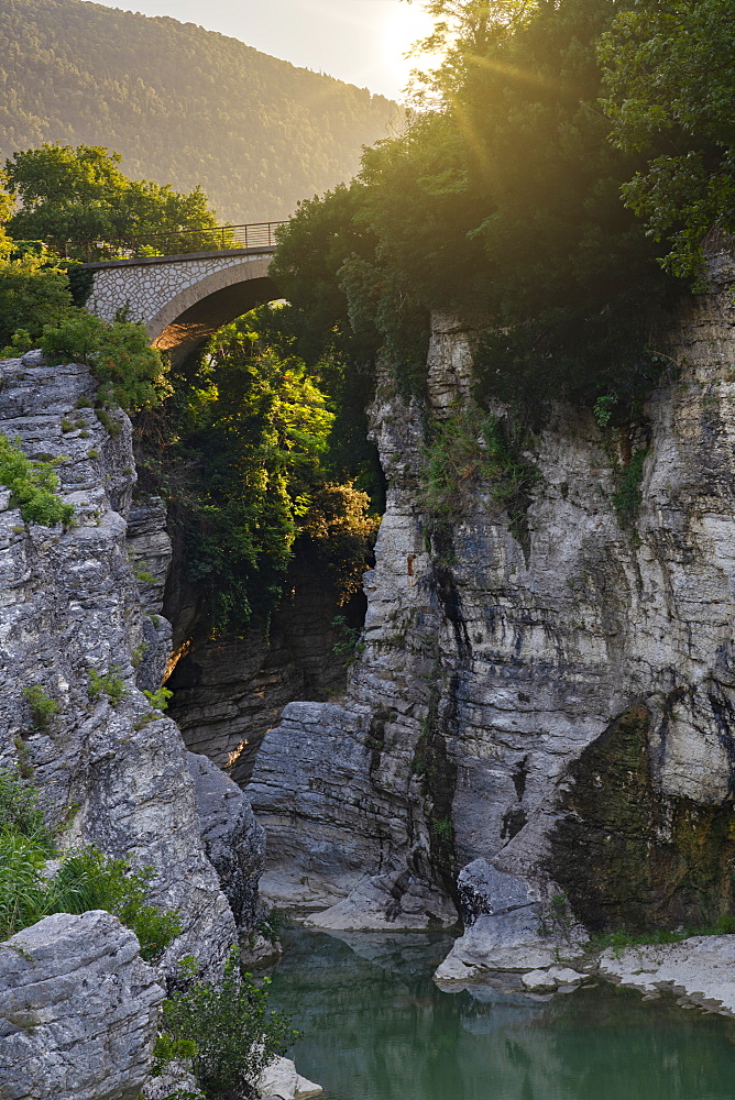 Marmitte dei Giganti canyon on the Metauro River, Fossombrone, Marche, Italy, Europe