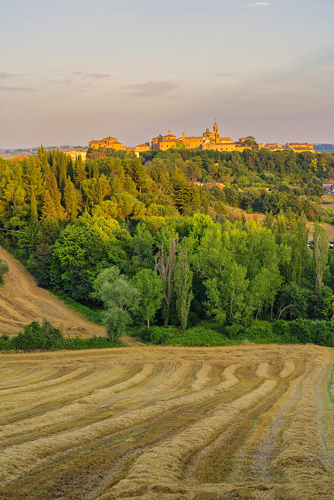 Corinaldo at sunset, Marche, Italy, Europe