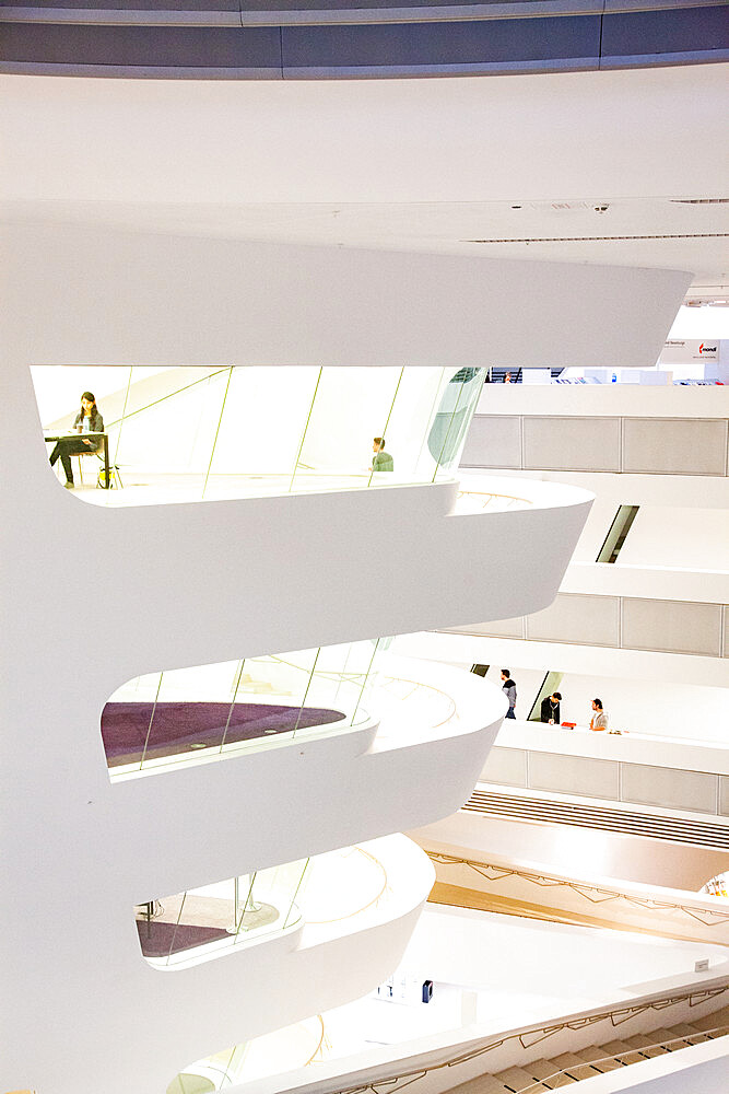 Library and Learning Center by architect Zaha Hadid, of Vienna University of Economics and Business (Wirtschaftsuniversitat Wien), Vienna, Austria, Europe