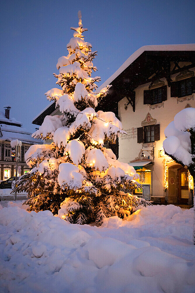 Wintertime with big snow in the Bavarian Alps, Garmish-Partenkirchen, Germany, Europe