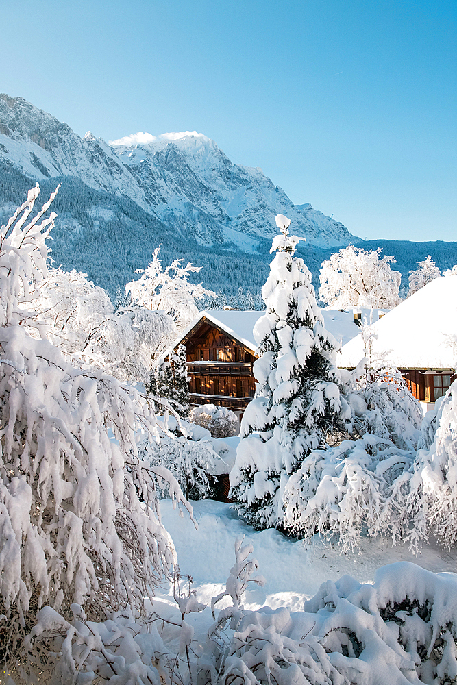 wintertime in small german village Garmish-Partenkirchen