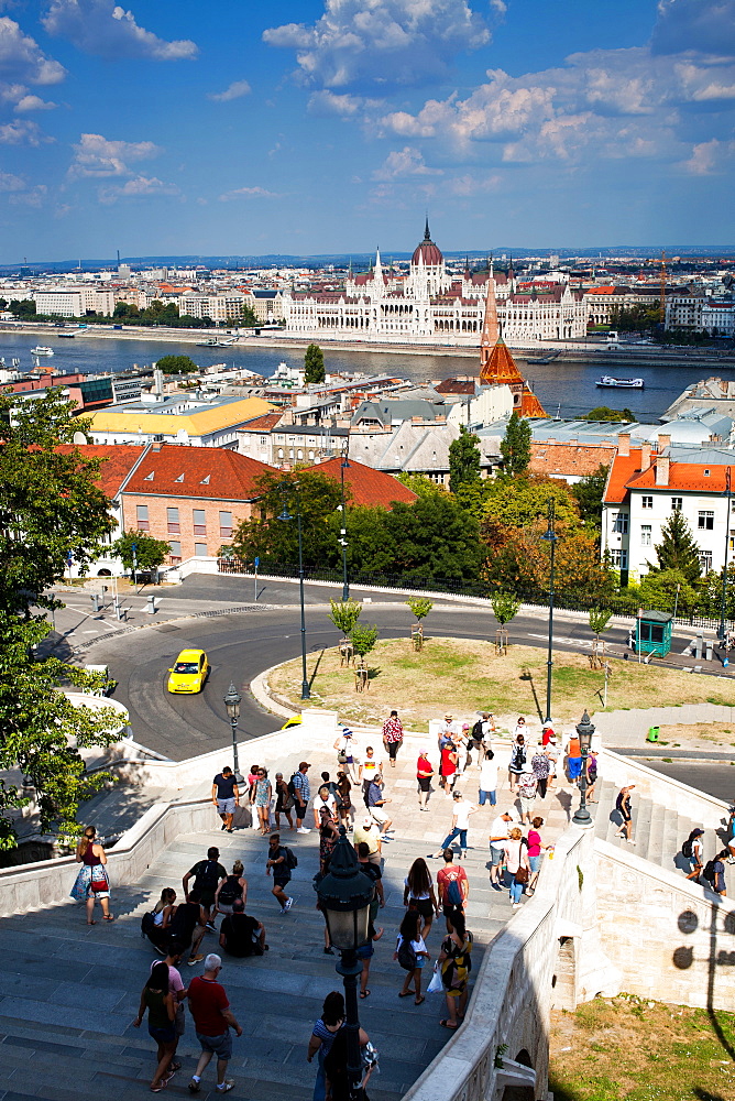 View over Hungarian Parliament from Buda Castle, Budapest, Hungary, Europe