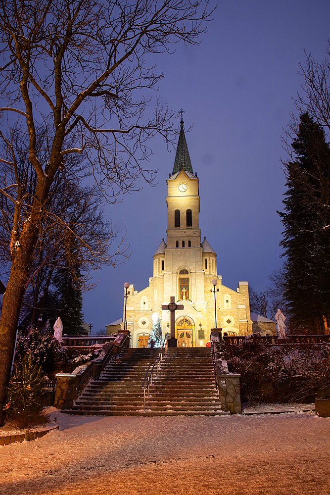 famous Krupowki street in winter in Zakopane Poland